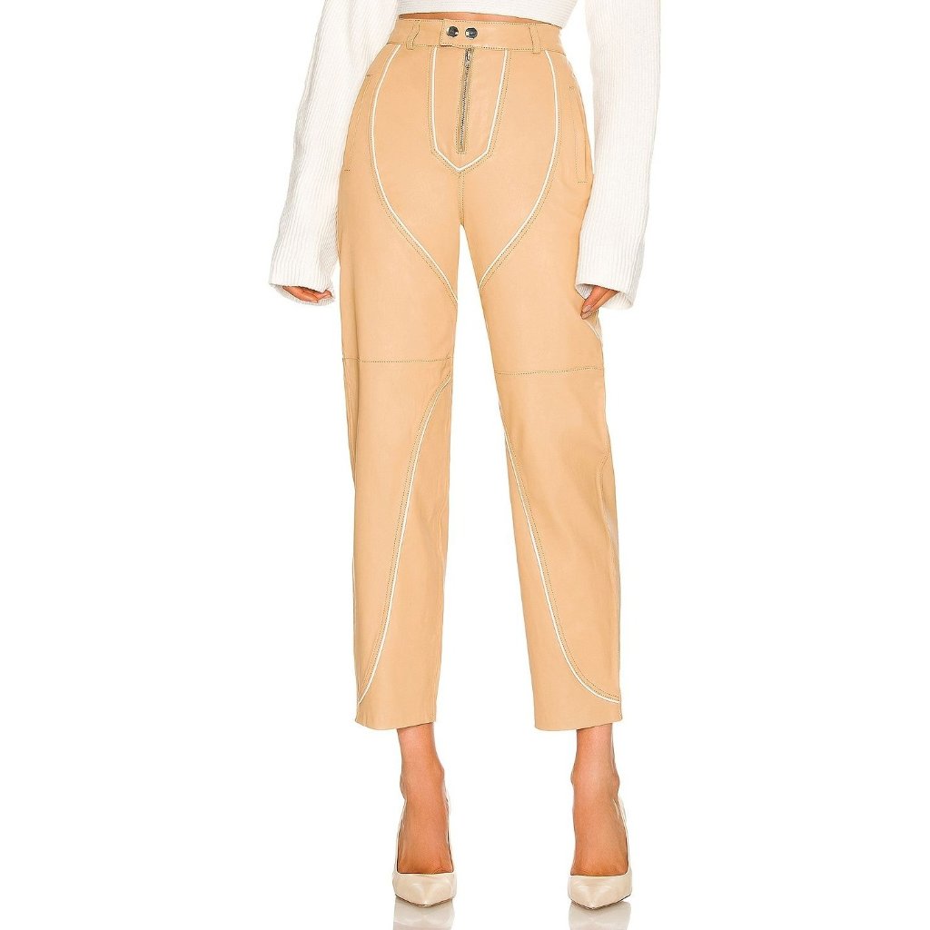 Camila Coelho Yuri Leather Pants Tan Ankle Pants Small